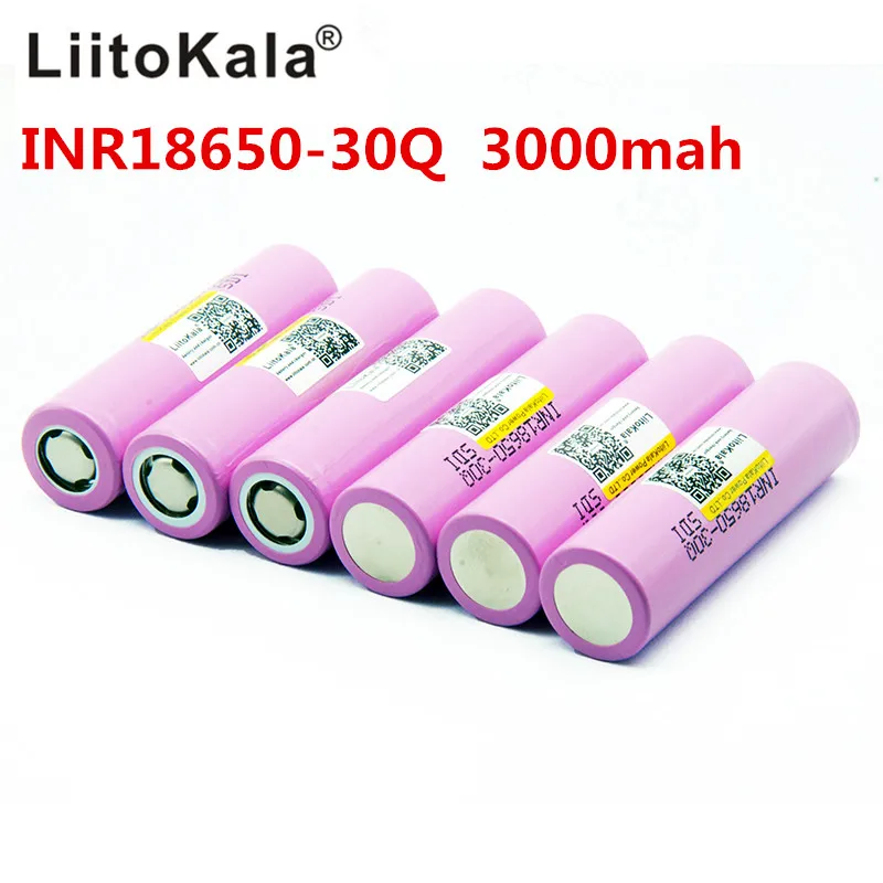 Litokala 18650 3000 мАч батарея INR18650 30Q 20A разрядка перезаряжаемая литий-ионная