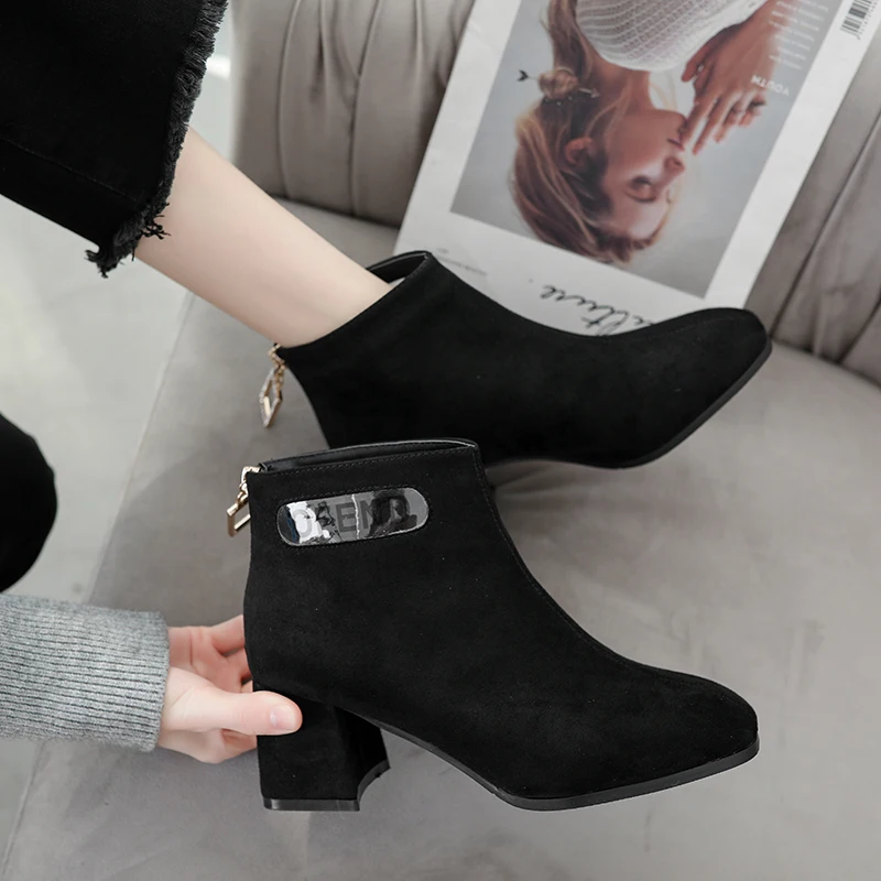 Знаменитый дизайнер кристальная молния не сужающийся книзу массивный каблук