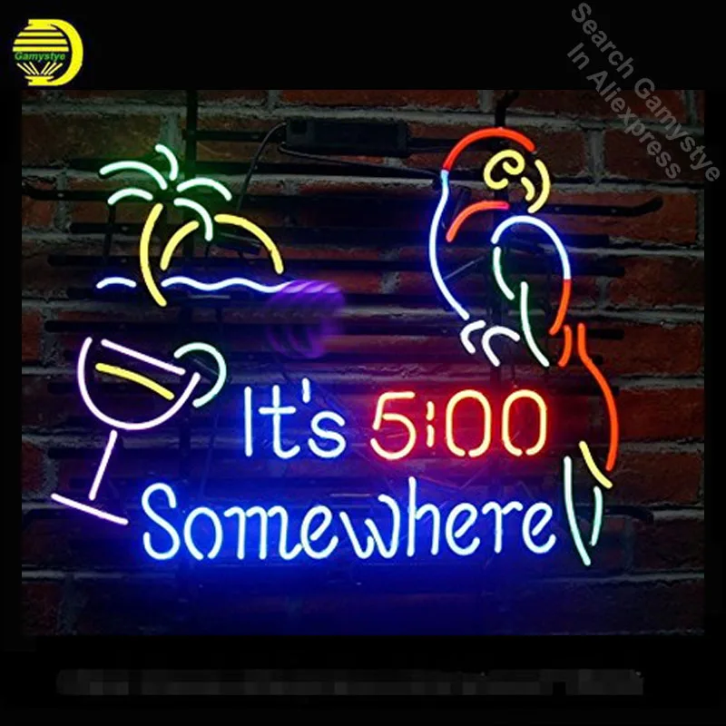 Неоновые вывески в виде попугаев It's 5 :00 S неоновые стеклянные ручной работы на