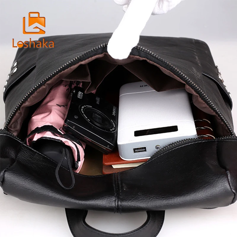 Loshaka, простой стиль, женский рюкзак, кожа, ПУ, рюкзак, сумки для девочек-подростков, школьный, модный рюкзак, Ретро стиль, одноцветные сумки на плечо