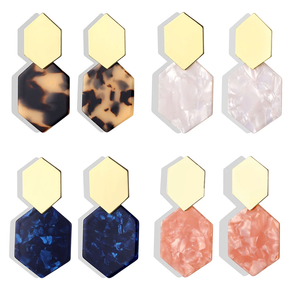 Модные геометричные многоугольные металлические Висячие серьги для женщин панк