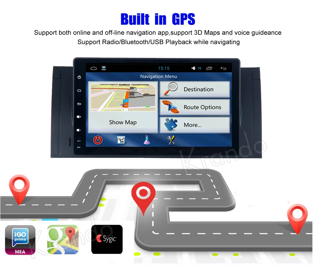 Krando Android 8 1 9 &quot(без dvd) автомобильное радио для bmw e39 x5 e53 1995-2003 landrover 2002-2004 gps