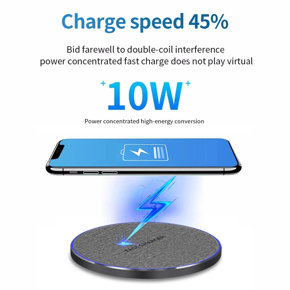 Беспроводное зарядное устройство FDGAO 10 Вт зарядная площадка Qi для iPhone 11 XS Max XR X 8 Plus