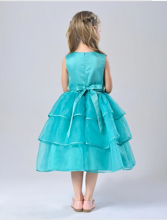 2016 новых девушек платье принцессы Дети рука прошитой-шили бусины пояс