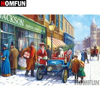 homfun 5d diy diamond painting full squareround drill town scenery embroidery cross stitch gift home decor gift a08302