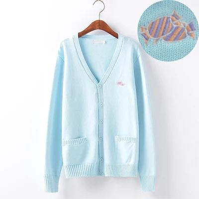 Moe/милый вязаный хлопковый свитер с вышивкой из мультфильма для девочек 9 цветов