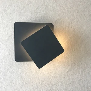 Indoor 5W Acrylic LED Wall Mount Light Fixture Rotatable Square Lamp Black/White Shell Bedroom Step