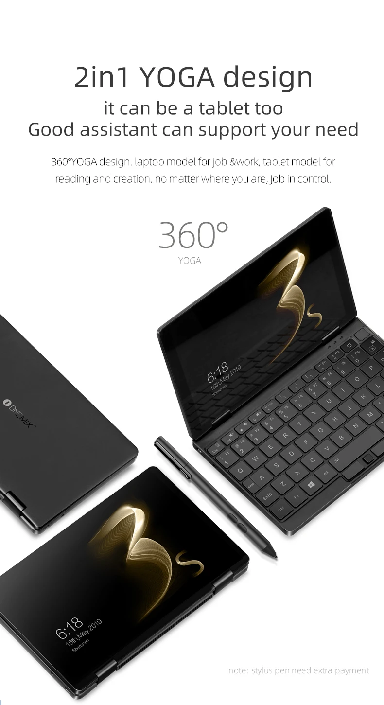8," планшетный ПК One Mix3S ips экран Intel Core M3-8100Y 16G 512G Мини ноутбук с сенсорным экраном отпечатков пальцев Bluetooth с подсветкой