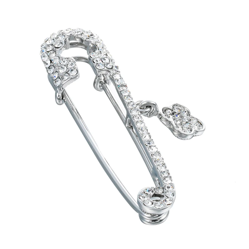 Siirola Vogue простой Для женщин Silver-цвет брошь ювелирные изделия Rhinestone Клевер шарф