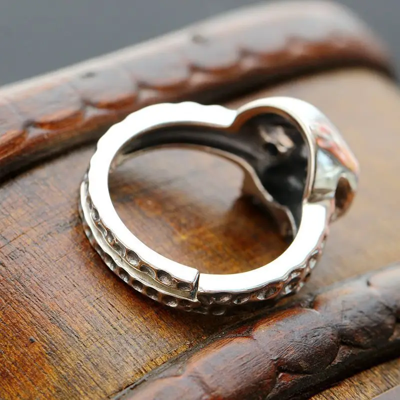 

BOCAI S925 sterling silver male rings 2021 fashion Thai silver jewelry retro old popular skull pure Argentum 925 ring for men