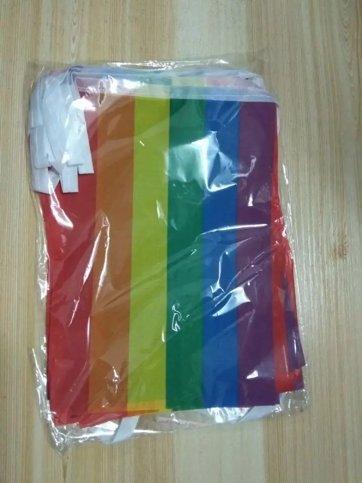 20pcs per lot Aerlxemrbrae 5,5 м 20 шт/набор 14 см x 21 см d Радужный струнный флаг полиэстер Стандартный флаг для геев Pride Peace Flags - Цвет: 20pcs per lot