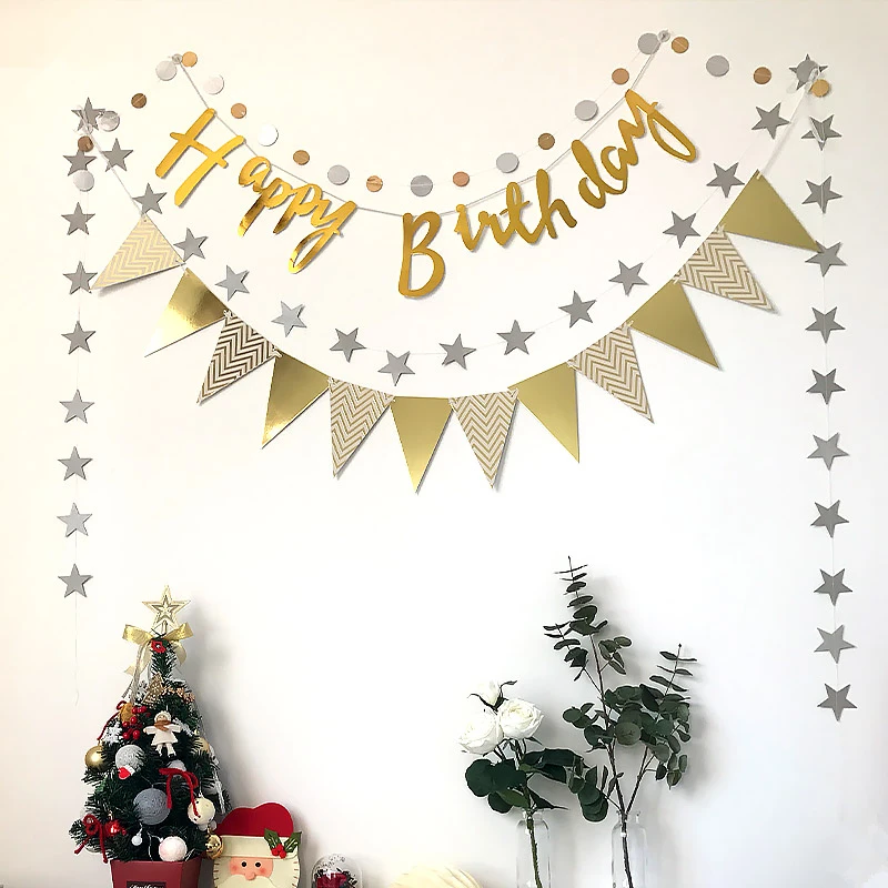 

4m Bright Gold Silver Star Party Decoration Paper Garlands Wedding Screen Decor Birthday Party Supplies Girls Bedroom Decoration