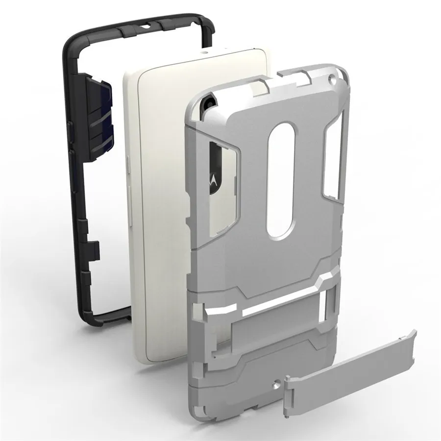 Armor Hard Cell Phone Case For Motorola Moto X Play Cover Back Dual Layer Shockproof Hybrid Impact Resistant Capa With Kickstand |