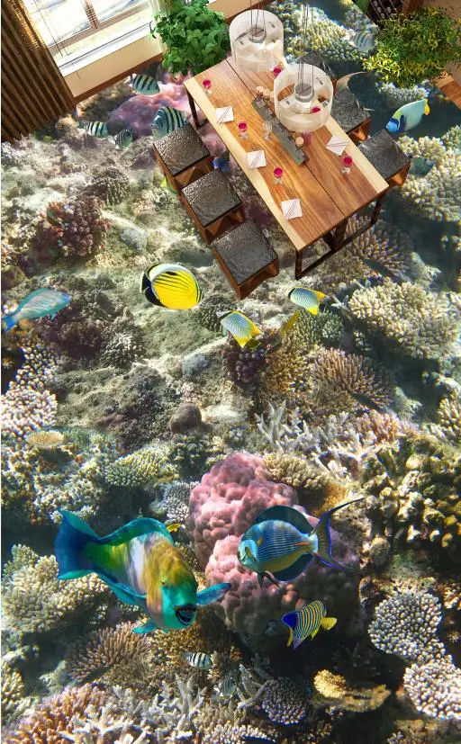 3D полы водонепроницаемые обои для ванной комнаты коралловые Тропические рыбы