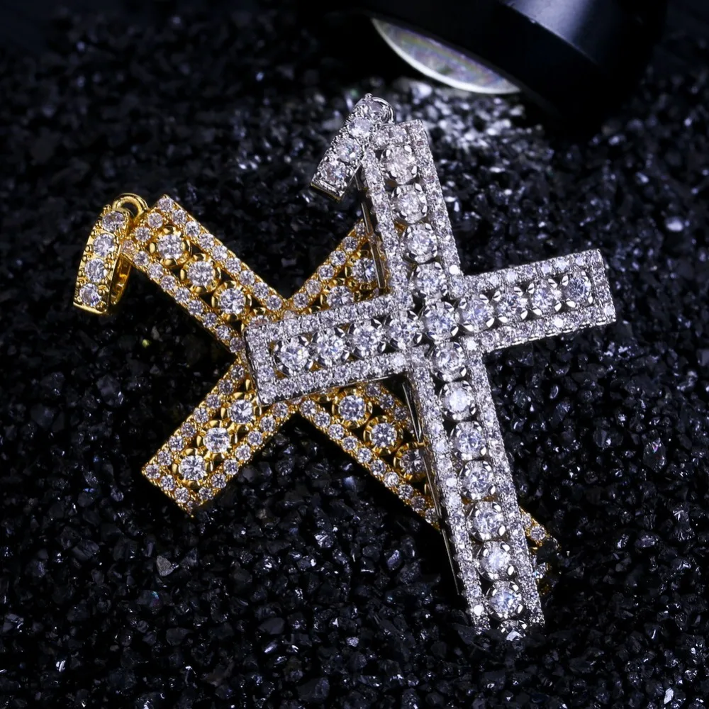 

TOPGRILLZ Hip Hop Rock Male Female Jewelry Necklace Gold/Silver Color Iced Out Micro Pave Cubic Zircon Cross Pendant Necklaces