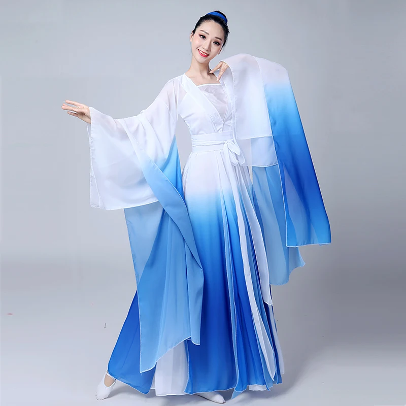 classical Women's Costumes Elegant Chinese Style Wide Sleeve Flow Fairy Dresses Fresh And Umbrella Dance Dress | Тематическая