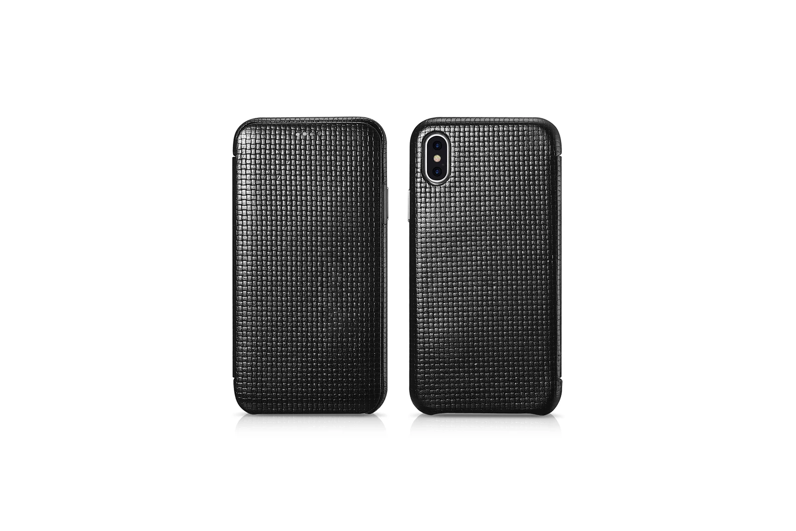 Роскошный Ультратонкий флип-чехол из парчи из натуральной кожи для iPhone X XS Max защита металлическая кнопка чехол для iPhone XR XS Max - Цвет: Черный