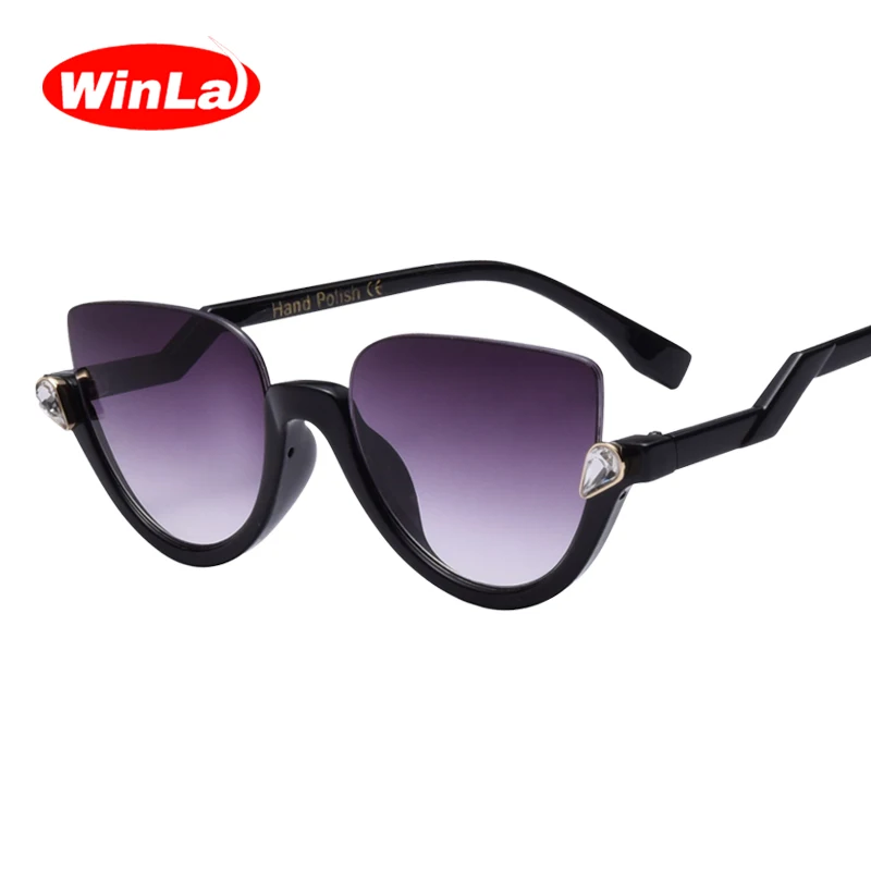 Winla солнцезащитные очки полуоправы Модные Роскошные Алмазные Солнцезащитные