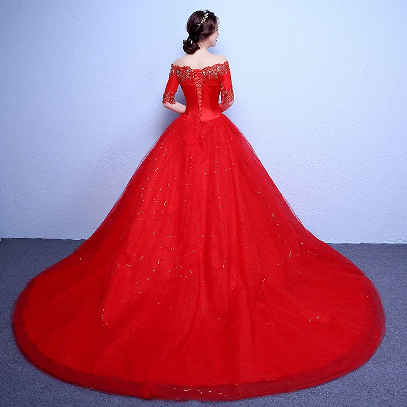 Дешевое свадебное платье с открытыми плечами 2020 длинным шлейфом вырезом