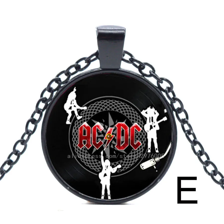 Ручной работы круглый медальон Подвеска Ожерелье Ангус Янг картина AC DC серьги