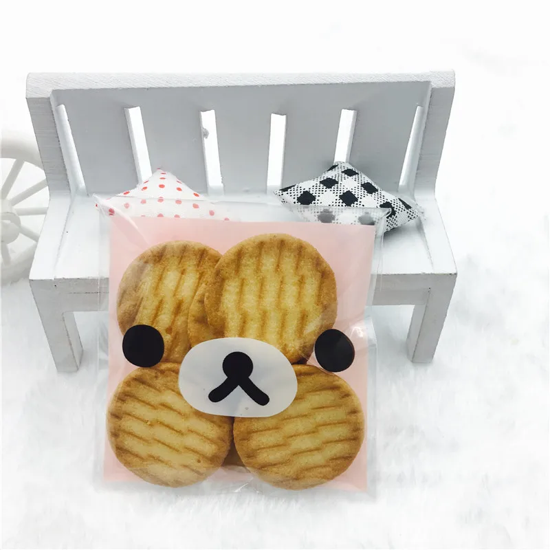 2 размера 100 шт пластиковые пакеты для печенья Мультяшные животные самоклеющиеся