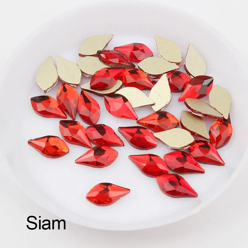 Siam 30 шт./партия, 3D дизайн ногтей, стразы, Сияющие, смешанные цвета, стекло в форме груши, камень, ожерелье с каплевидными кристаллами украшение для ногтей, инструмент, аксессуар для ногтей - Цвет: Siam