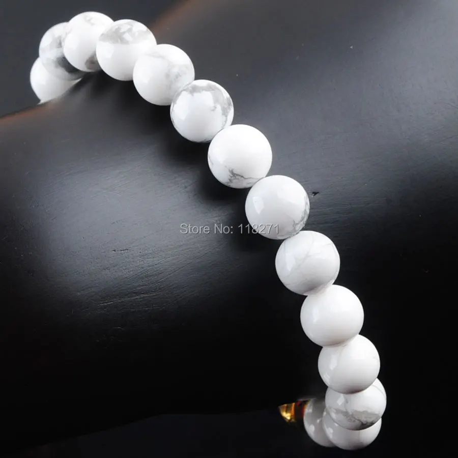 WOJIAER 8 мм белый Howlite камень круглый бусины браслеты 7 Исцеление чакры для медитации и молитвы Йога для женщин Jewelry PK3239