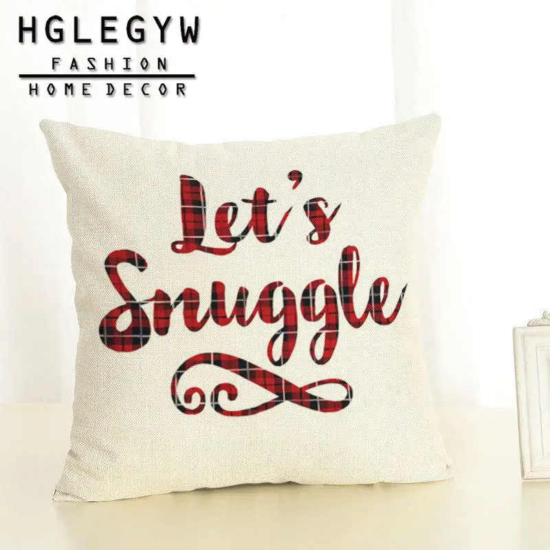 HGLEGYW Рождественская Подушка Чехол из хлопка и льна с наволочки для домашнего офиса