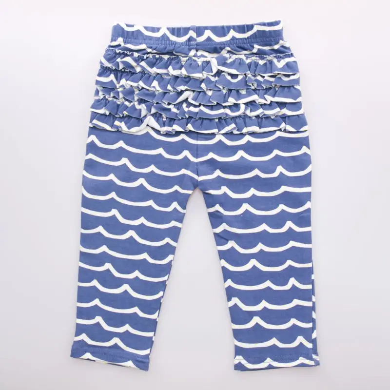 Owlzz девичьи штаны с оборками Детские хлопковые цветы розовый синий волнистые