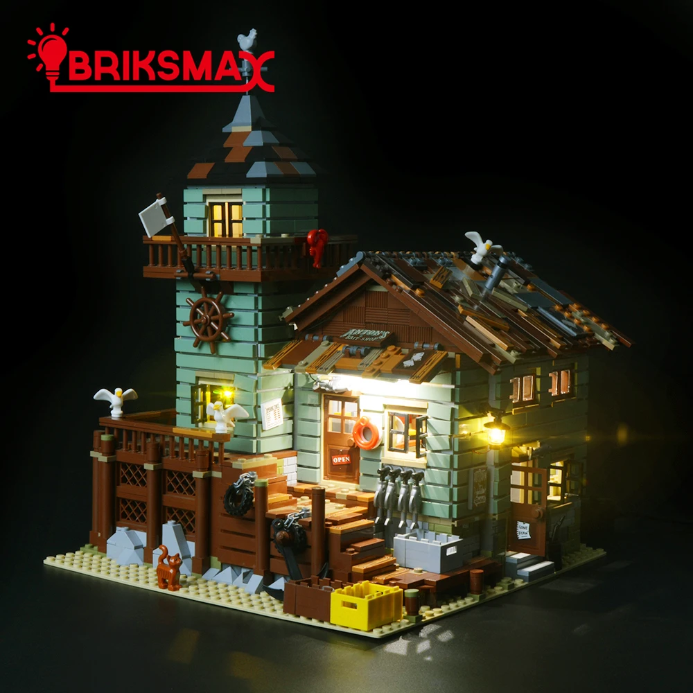 BriksMax светодиодный светильник, набор для идей, серия, старый Рыболовный магазин, строительный блок, модель, светильник, набор, совместимый с 21310