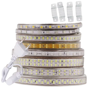 220В Светодиодная лента светильник 5050 5730 2835 5630 240LED 276LED Водонепроницаемая светодиодная лента RGBтеплый белый домашний декор 180led 120led 60led