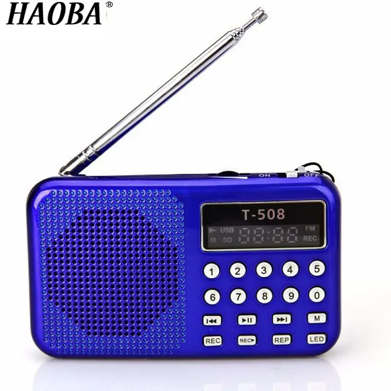 HAOBA портативный FM радио Поддержка MP3 музыка TF/SD карты ЖК-дисплей радио