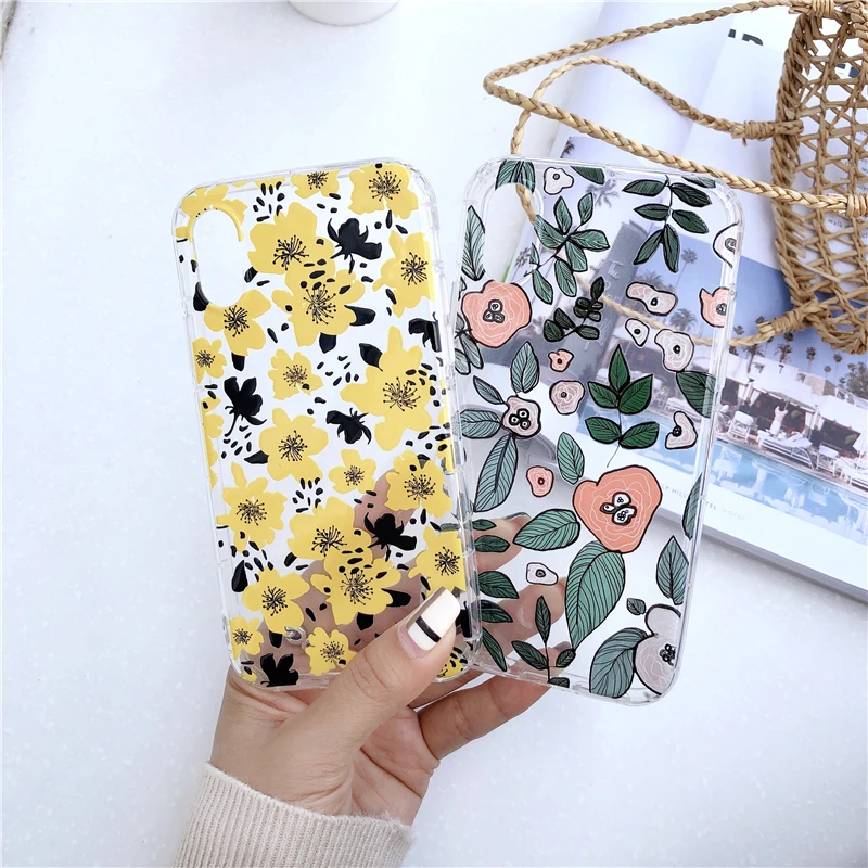 Цветочный Единорог Фламинго чехол для iPhone 7 XR прозрачный X Xs Max Xr 6 6s APPLE 8 9 plus