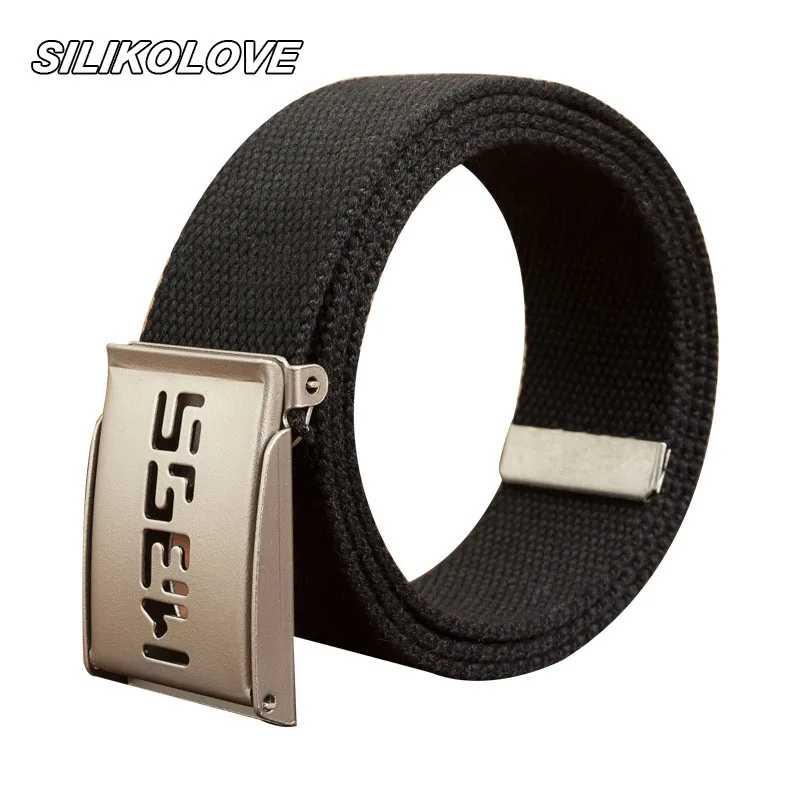 

110-130cm Automatic Canvas Belt Buckle Harajuku for Men Women Casual Wild Jeans Elastic Braided Belt