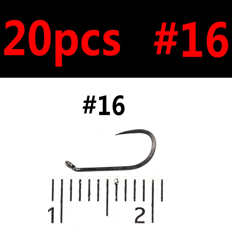 20pcs size 16 Bimoo 20 шт.#12#14#16#18 связывающий мух сухой мухобойка крепкий и острый Аддис мухобойные крючки для привязывания черный никель - Цвет: 20pcs size 16