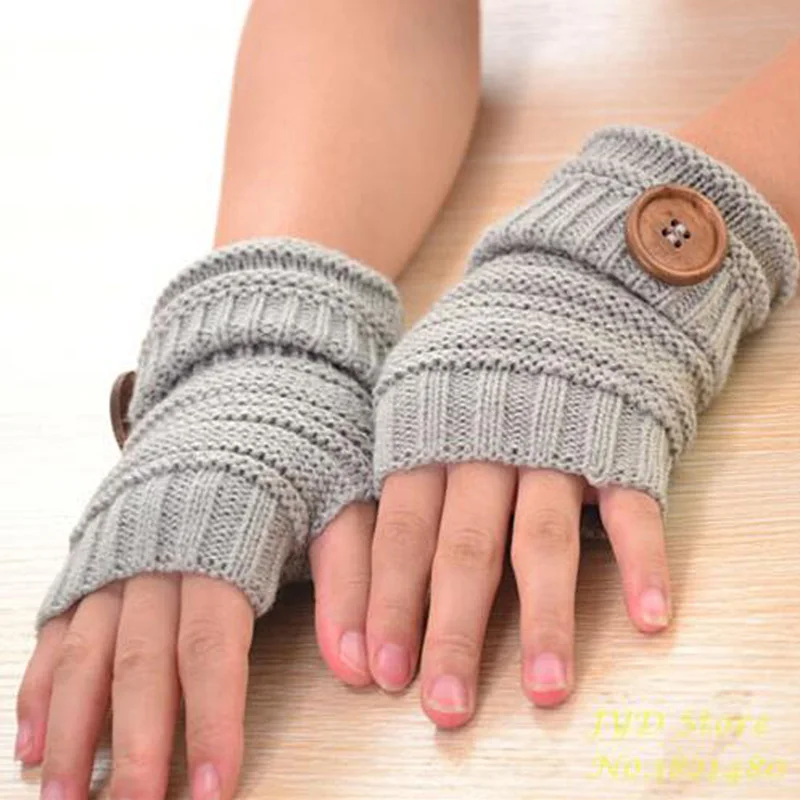 

CUHAKCI Fingerless Gloves Women Winter Mittens Button Soft Knitted Mitten Wrist Warm Ladies Guantes Gifts hot Half Finger Glove