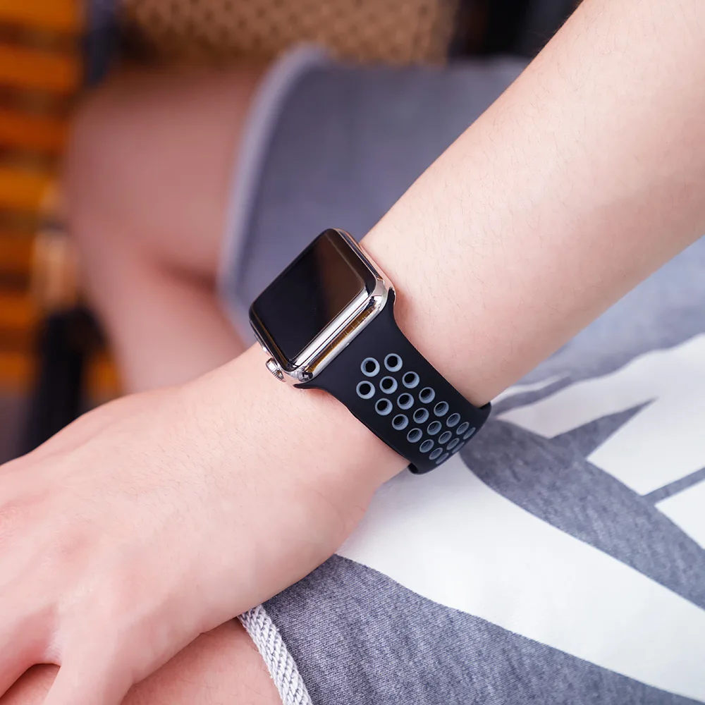Ремешок для Apple Watch, 44 мм, 40 мм, 42 мм, 38 мм, iwatch series 5, 4, 3, 2, 1, спортивный силиконовый браслет, ремешок для часов, аксессуары для часов