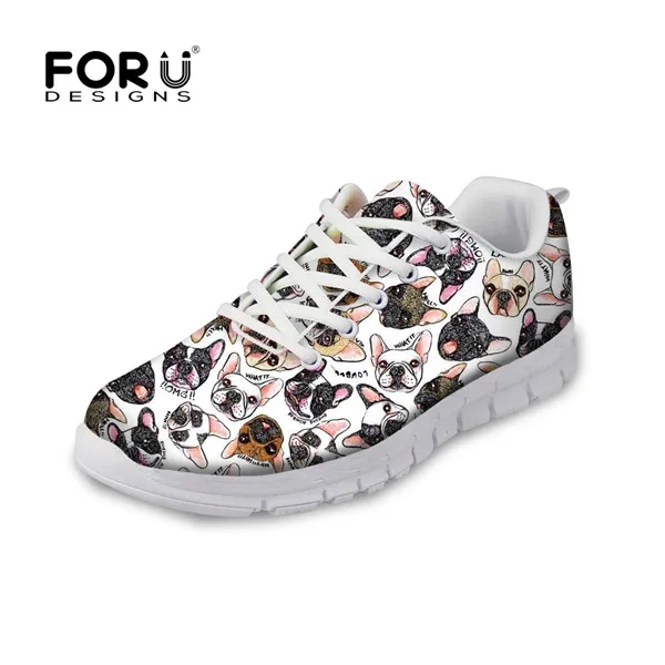FORUDESIGNS/Новинка года; сезон весна; женские повседневные кроссовки; женская обувь на плоской подошве с милым рисунком мопса; удобные кроссовки на плоской подошве со шнуровкой - Цвет: H4547AQ