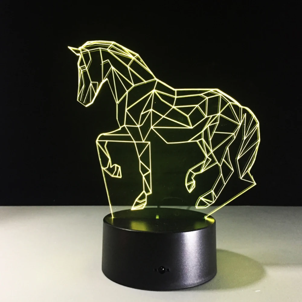 Новая Лошадь 3D ночник креативный 3 D лампа визуальное освещение для украшения
