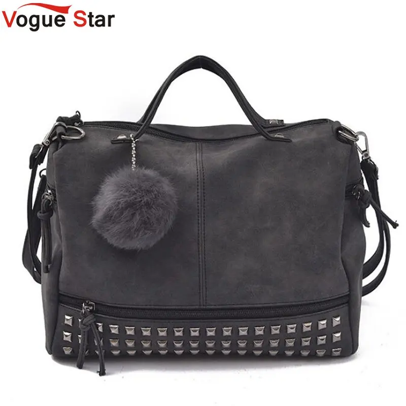 

Винтажные женские сумки из нубука с верхними ручками, большие женские сумки с заклепками, сумка через плечо для волос, мотоциклетная сумка-мессенджер, LB447