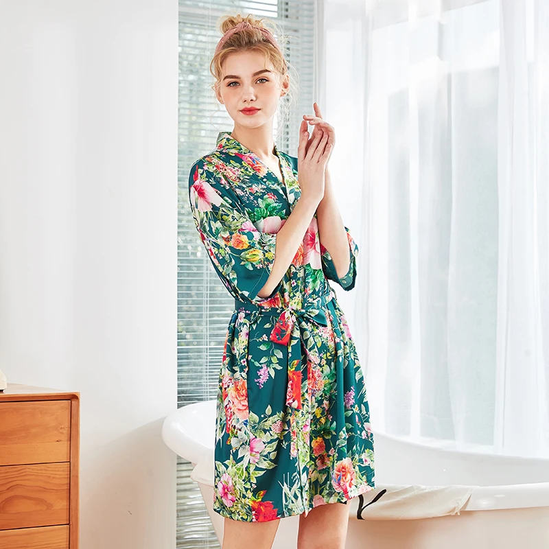 Халат женский Шелковый атласный Свадебный халатик для невесты и подружки