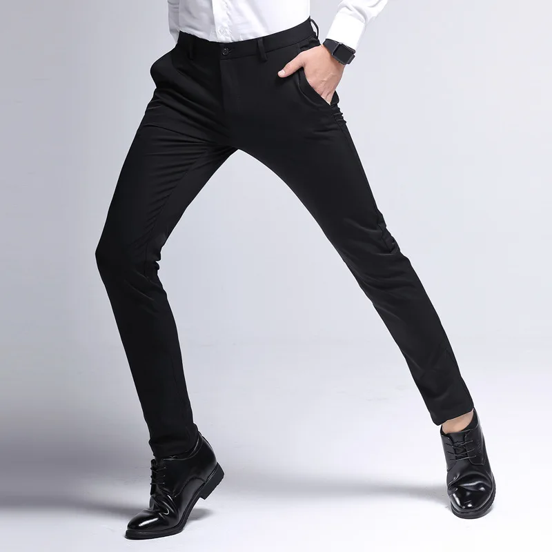 Мужские классические деловые брюки офисные большого размера облегающие