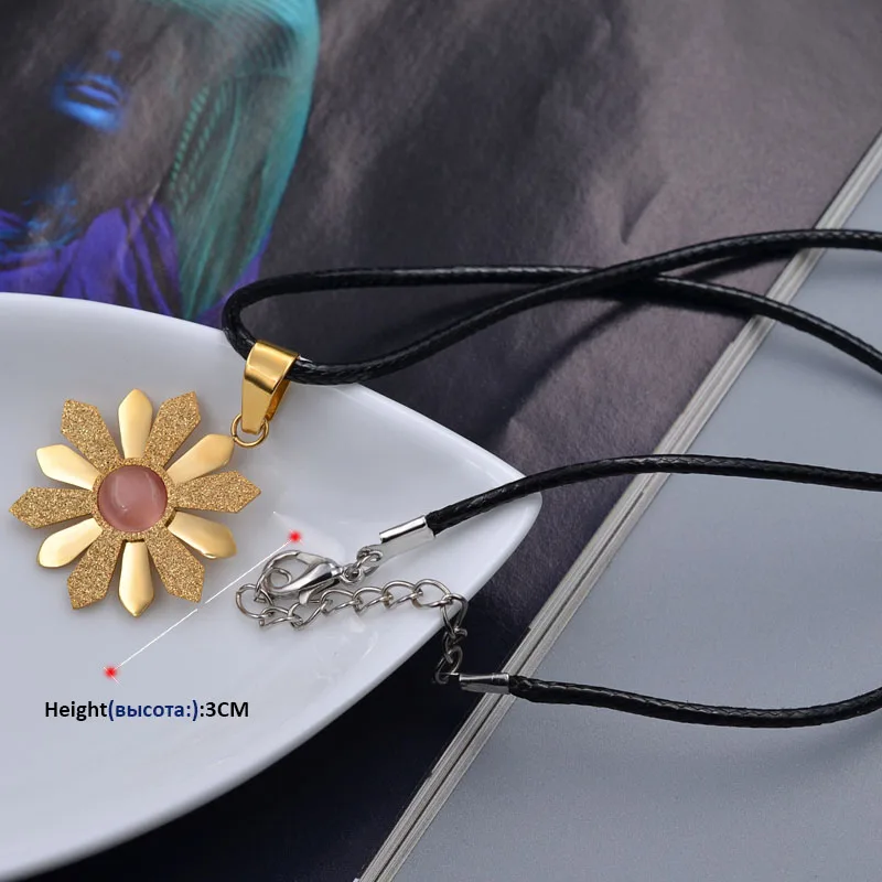 Розовый Кристалл Шипованных Сияющий Подсолнечника Любовника Ожерелье Женщины