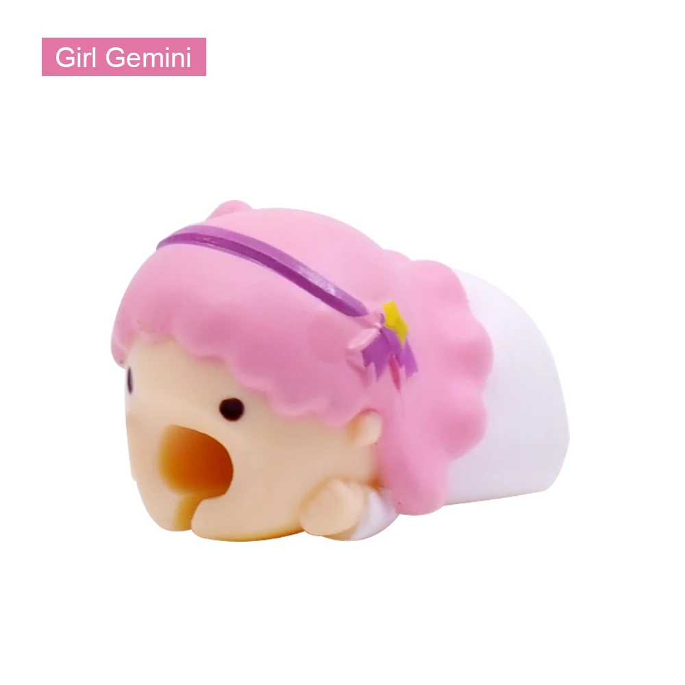 Girl Gemini CHIPAL милый мультфильм укус животное кабель протектор для iPhone USB кабель для передачи данных намотки аниме Bite Chompers Органайзер держатель телефона - Цвет: Girl Gemini