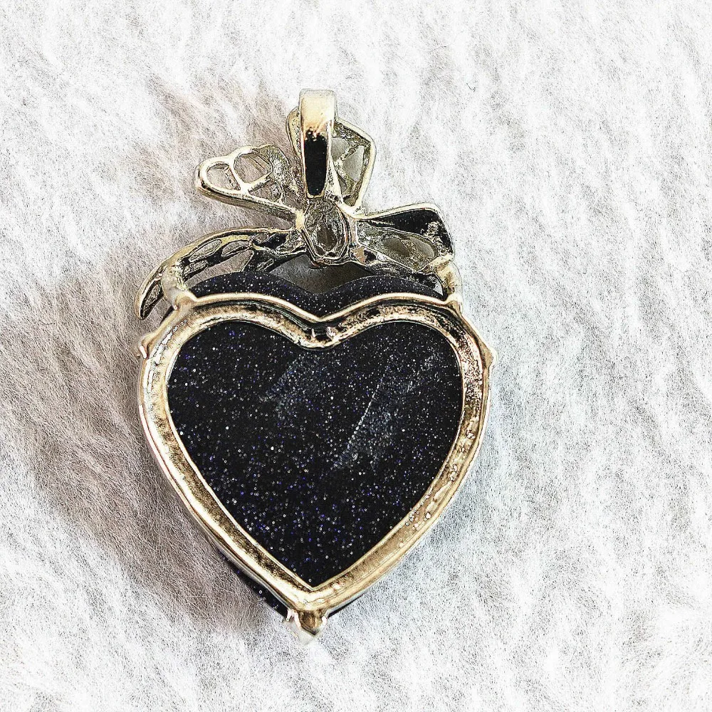 Fashion blue sandstone 31x47mm fine carving heart pendant diy jewelry B830 | Украшения и аксессуары