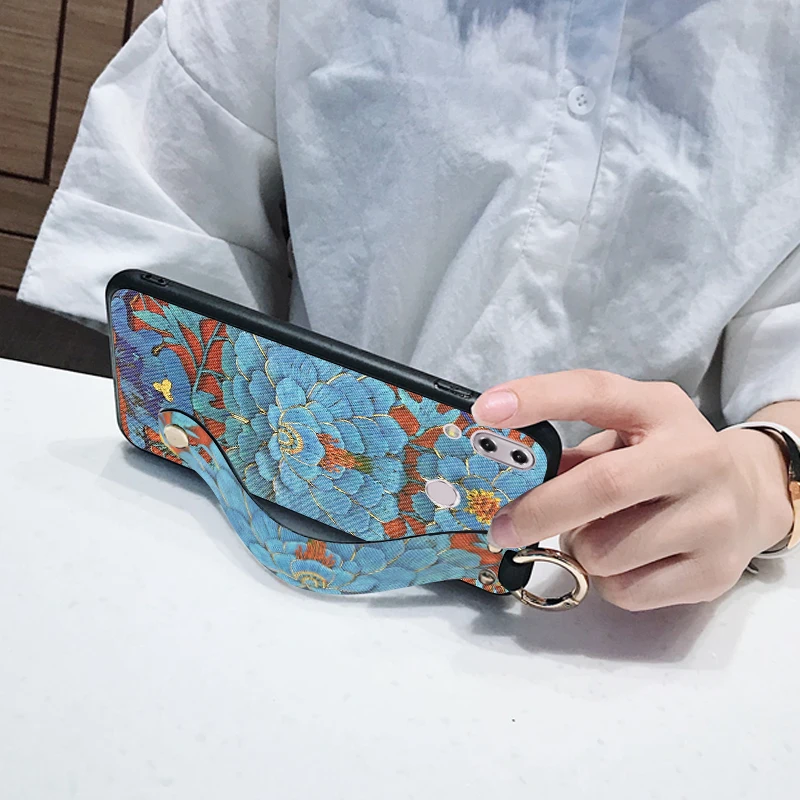 Ремешок на запястье с Цветочным Тиснением Чехлы для ASUS Zenfone 5Z ZS620KL роскошный