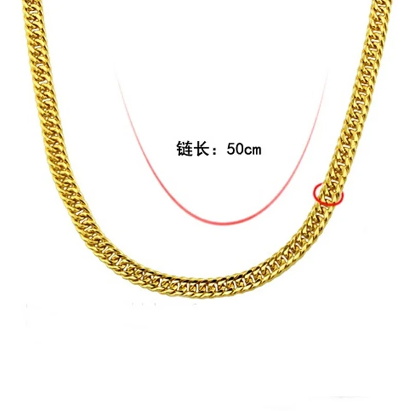 

OMHXFC Wholesale European Fashion Man Male Party Wedding Gift Long 50cm Wide 4mm Flat Figaro Real 24KT Gold Chain Necklace NL67
