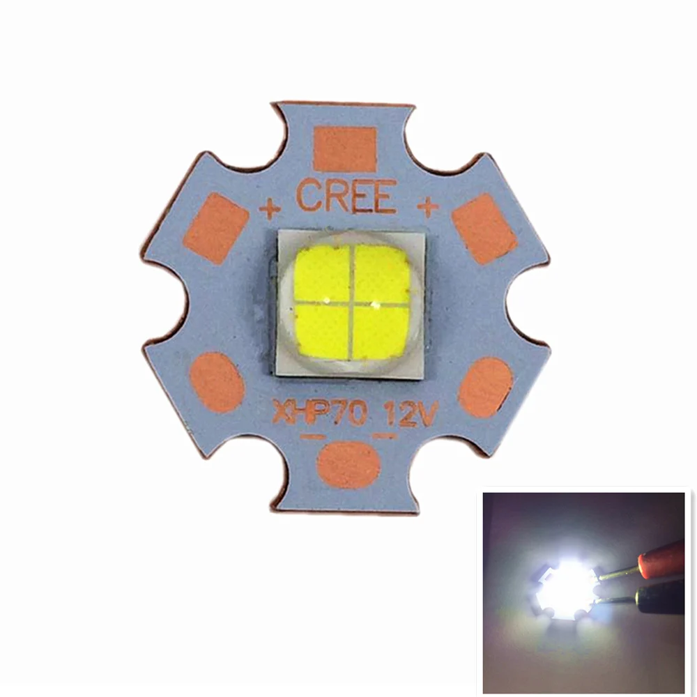 

5pcs CREE XHP70 30W LED 4022LM 6V/12V four chips welding 16 20mm copper pcb Ultra-high brightness head lamp car bulbs coldwhite