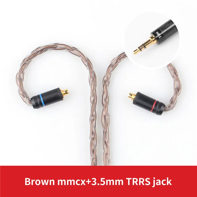 brown 3.5mm mmcx TRN T2 16 Core посеребренный HIFI кабель обновления 3,5/2,5 мм разъем MMCX/2Pin разъем для V80 V10 V30 A10 C10 C16 IE80 как QUEEN P1 - Цвет: brown 3.5mm mmcx