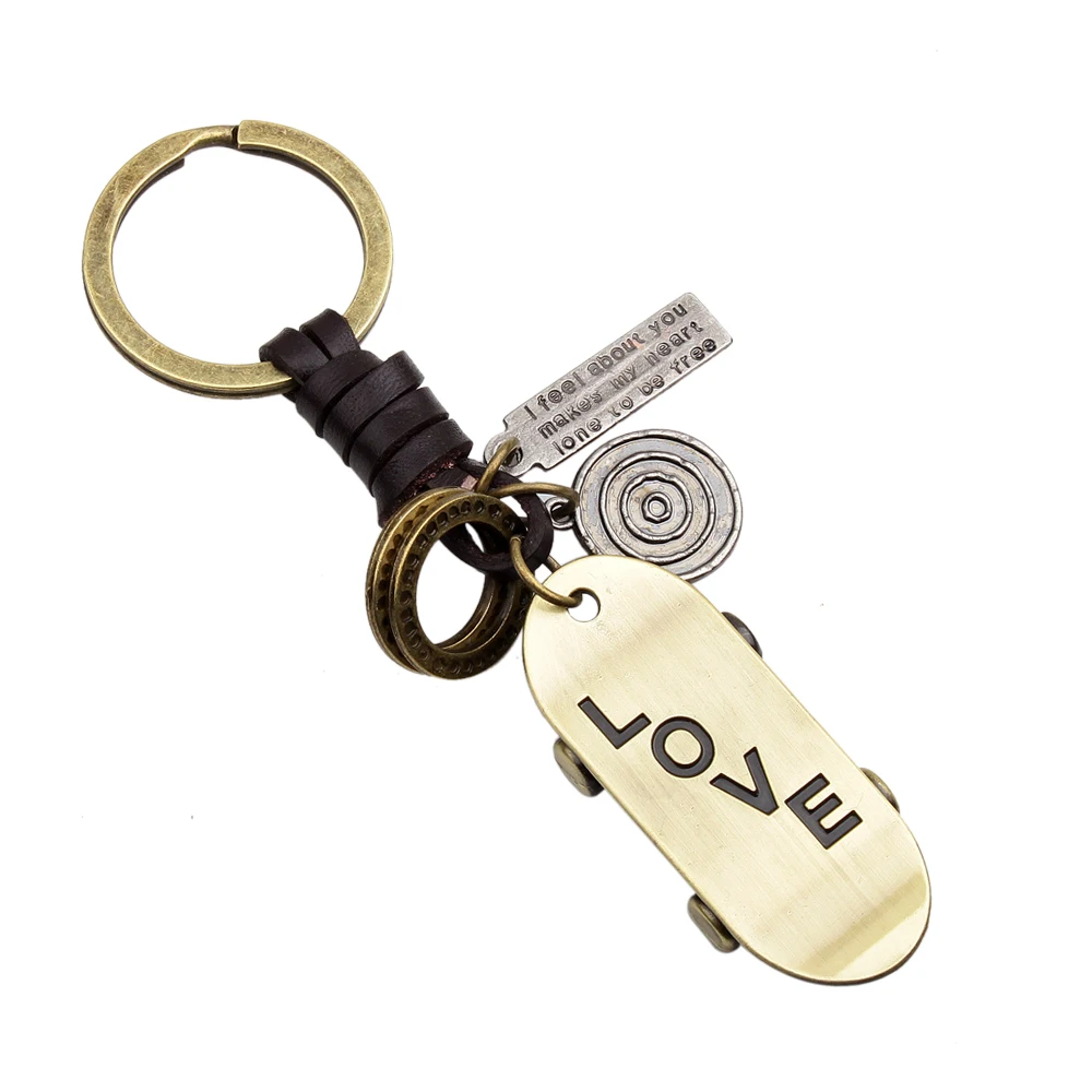 Man Woman Genuine Leather Keyring Key chain Multiple Cute Leaf Butterfly Pedant Charm Gift Car Keys Accessories on Bag | Украшения и